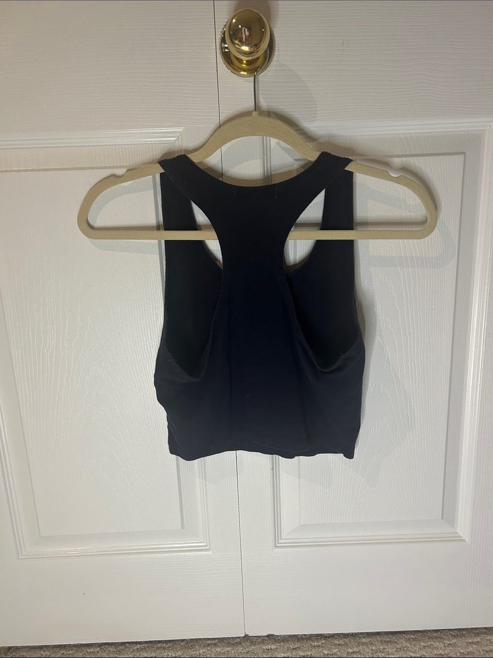 Active Basic Black Ribbed Racerback Crop Tank - Picture 2 of 2